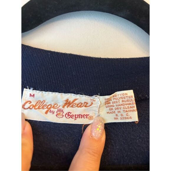 Vintage 70s 80s Auburn University Tigers Velour V-Neck Sweatshirt Gepner Wear US - Picture 3 of 7